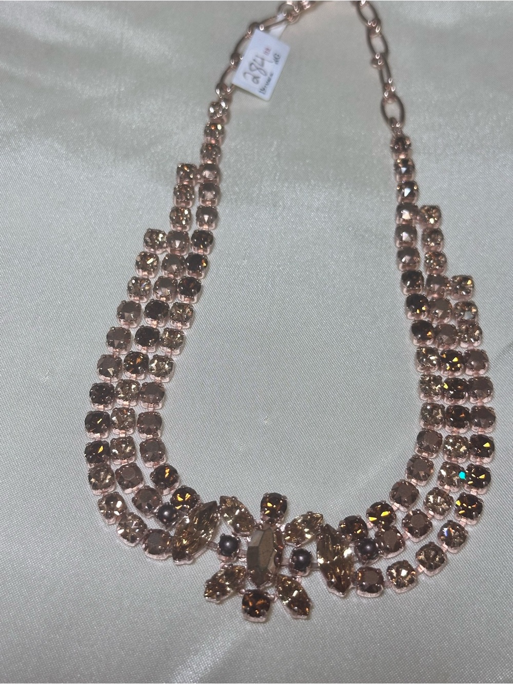 Mariana Rose Gold Crystal Triple Strand Necklace